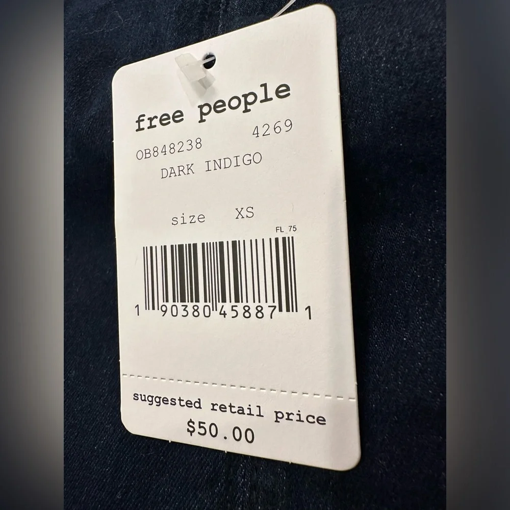 NWT ✨ Free People Femme Fatal dark indigo denim mini skirt - Picture 10 of 14